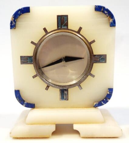 A 1930's Art Deco marble and chrome plated mantel clock