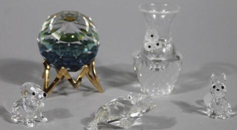 Various Swarovski crystal figures and animals