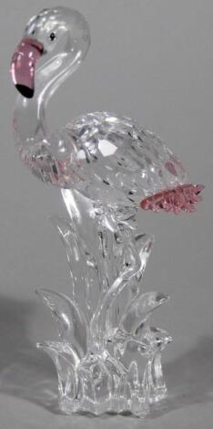 A Swarovski crystal two-coloured flamingo