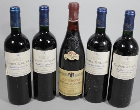 4 bottles of Chateau Royland 1995 Sint Emilion Grand Cru