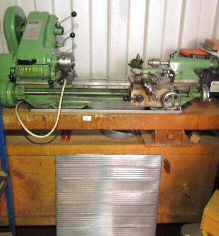 A Myford Super 7 metal turning lathe