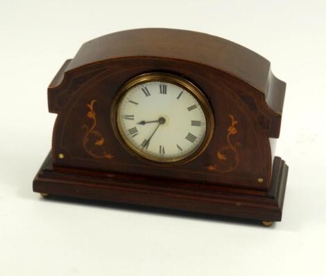 An Edwardian mahogany and inlaid mantel clock