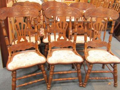 A set of eight oak dining chairs with carved crest rails - 2