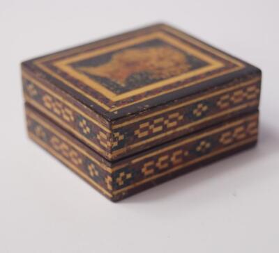 A Tunbridge ware inlaid stamp box - 2