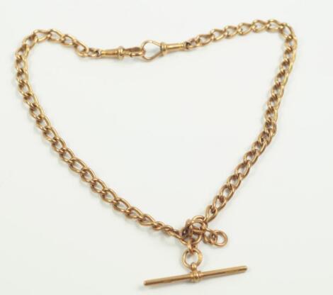 A 9ct rose gold curb link Albert chain