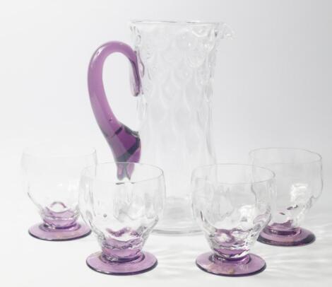 A Whitefriars clear and amethyst glass lemonade set