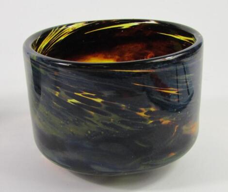 A Michael Harris Mdina glass tortoiseshell bowl