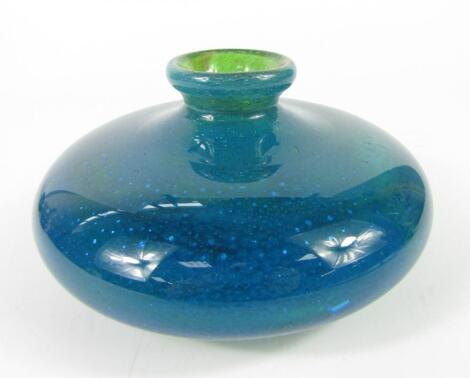 A Michael Harris Mdina glass turquoise vase