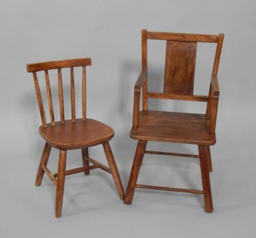 An ash spindle back child's chair