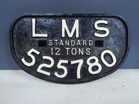 An LMS Standard 12tons 525780 engine plaque