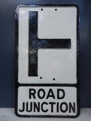 A cast aluminium Road Junction sign