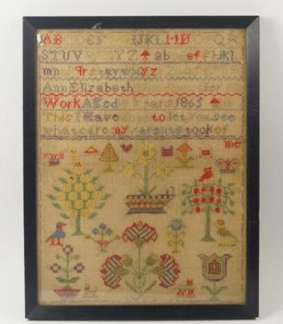 A Victorian sampler by Elizabeth Hoodless aged 11