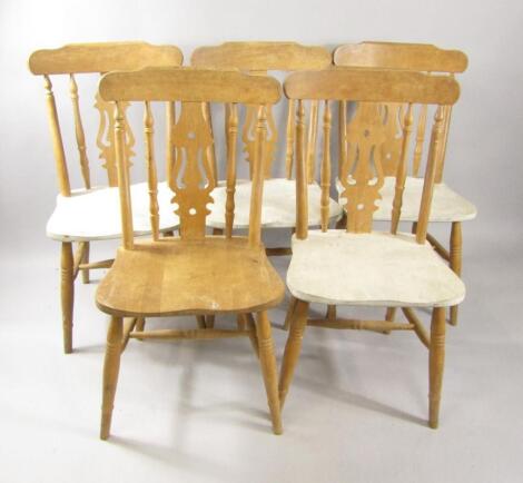 A set of five oak and ash kitchen chairs