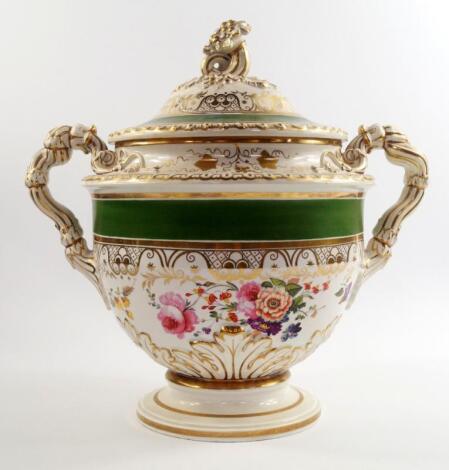 A Ridgways early 19thC porcelain wine cooler and cover