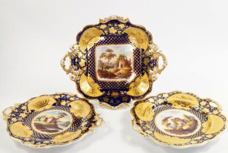 A Ridgways early 19thC porcelain part dessert service