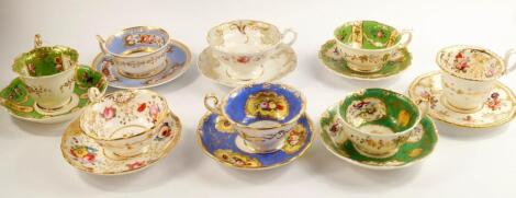 Mid 19thC porcelain tea cups and saucers