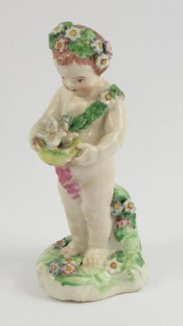 A late 18thC Derby Porcelain figure of a putto