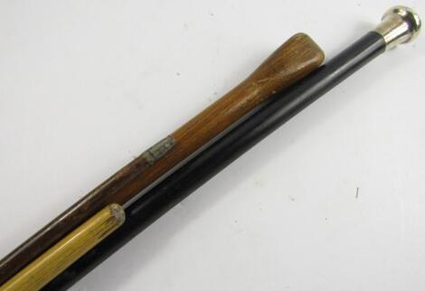 A George V ebony walking stick silver knop