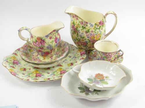 Three Kaiser Porcelain dishes with floral decoration