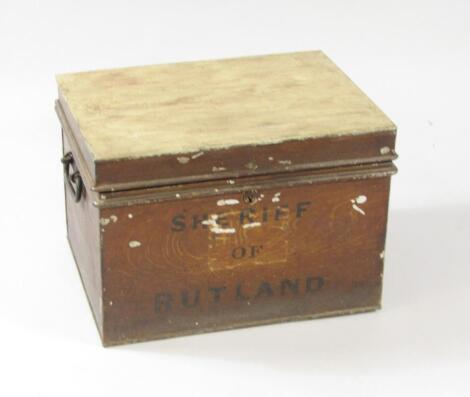 A painted tin chest marked to the front 'Sheriff of Rutland'