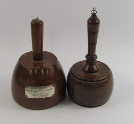 Two Victorian presentation mallets