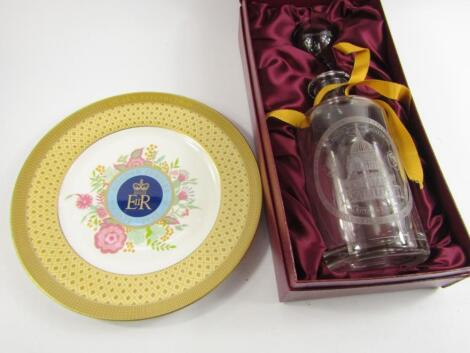 A Wedgwood glass Royal Wedding decanter and stopper