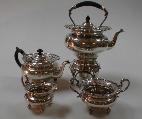 A George V silver four-piece tea service