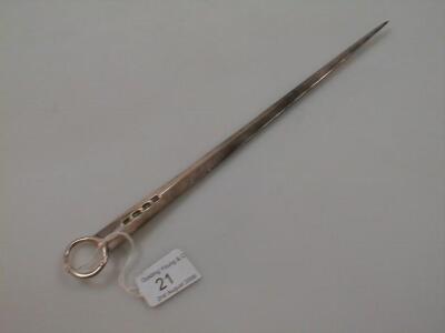 A George III silver meat skewer with ring terminal