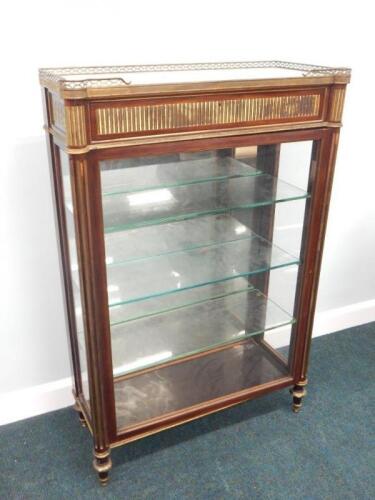 A 19thC French mahogany and brass inlaid vitrine