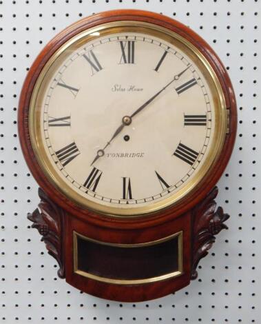 A 19thC mahogany drop dial wall clock