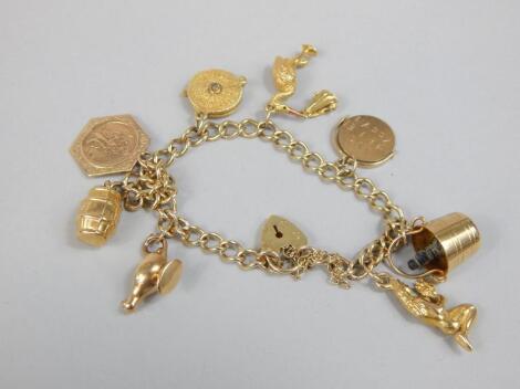 A 9ct gold charm bracelet