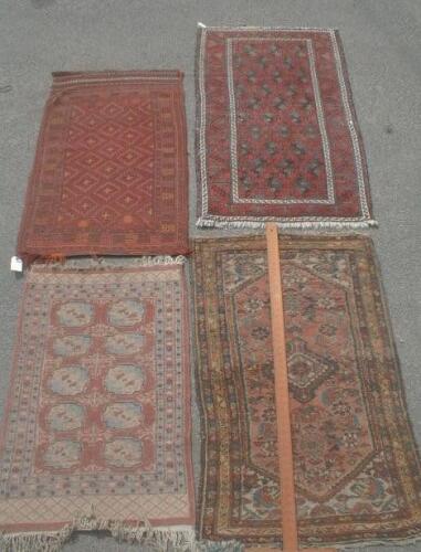 Four Turkish rugs (Rear Aisle) 4'7"x2'6" 3'9"x2'5" 3'2"x2' 3'10"x2'3"