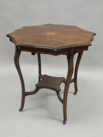 An Edwardian rosewood and marquetry occasional table