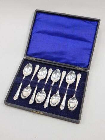 A set of eight silver teaspoons