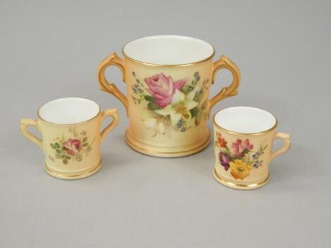 Three Royal Worcester porcelain miniature items