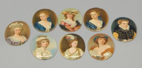 A collection of eight Wills miniature cigarette card portraits