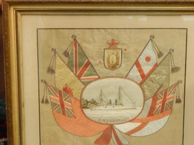 A late 19thC embroidered ship picture - 2