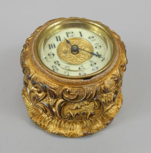 A late 19th/early 20thC French style gilt metal table clock