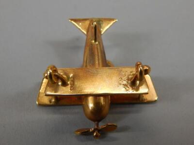 A 9ct gold bi-plane charm or pendant - 3