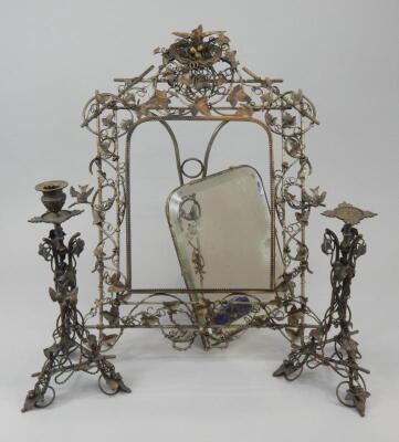 A Victorian silvered metal rectangular wall mirror