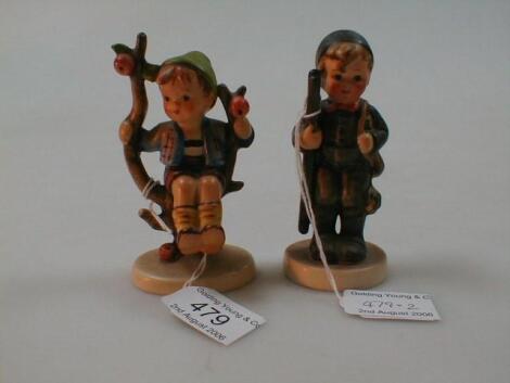 Two Goebel Hummel figures "Apple tree boy" 4" high