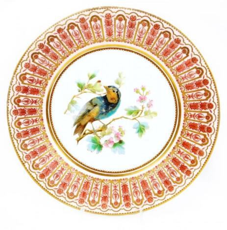 A late 19thC Crown Derby porcelain cabinet plate
