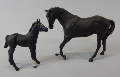 A Beswick matt black glazed ceramic horse