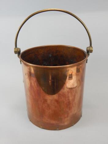 A 20thC riveted copper and brass coal bucket