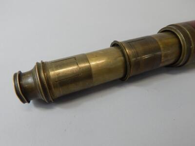 A brass and mahogany three draw telescope stamped Harris & Sons - 2