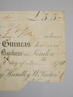 An 18thC Sleaford Bank five guinea banknote - 4