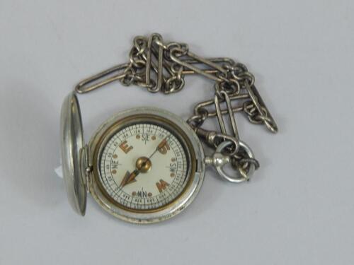 A World War I silver plated military compass