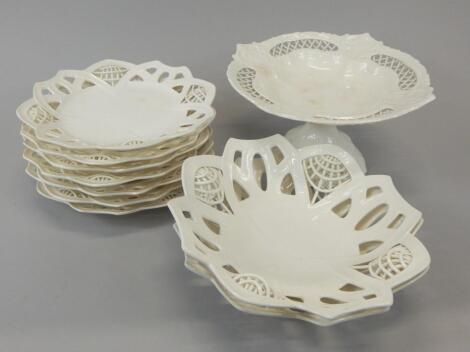 A Continental cream ware type part dessert service