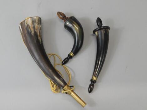 Three horn powder flasks