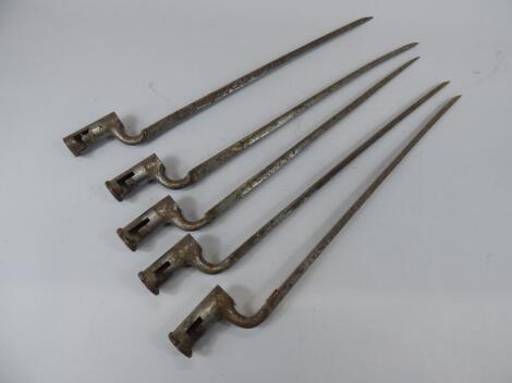 Five early 19thC socket bayonets